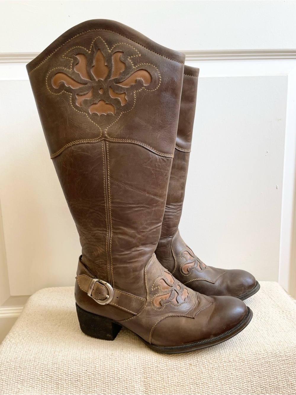 BORN Womens Brown Leather MONTANA  BOOTS SIZE 7 Cowgirl Western Southwest